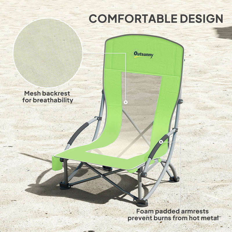 Outsunny Set Of 2 Folding Beach Chair, Camping Chair With Carry Bag