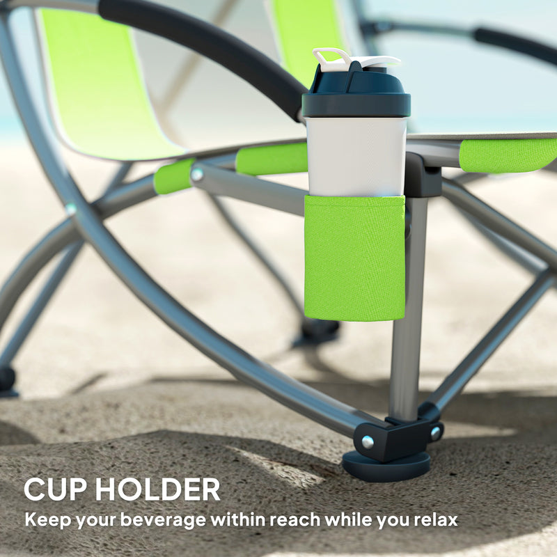 Outsunny Set Of 2 Folding Beach Chair, Camping Chair With Carry Bag