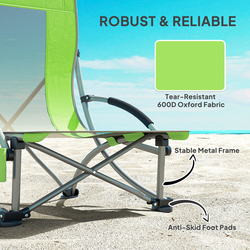Outsunny Set Of 2 Folding Beach Chair, Camping Chair With Carry Bag