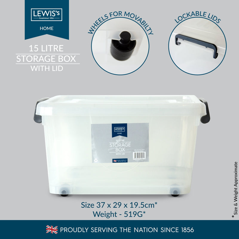 Lewis's Storage Box With Lid 15L