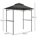 Outsunny 8' X 5' Grill Gazebo, Double Tiered Outdoor BBQ Shelter, Dark Grey