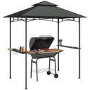 Outsunny 8' X 5' Grill Gazebo, Double Tiered Outdoor BBQ Shelter, Dark Grey