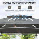 Outsunny 8' X 5' Grill Gazebo, Double Tiered Outdoor BBQ Shelter, Dark Grey