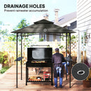 Outsunny 8' X 5' Grill Gazebo, Double Tiered Outdoor BBQ Shelter, Dark Grey