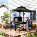 Outsunny 8' X 5' Grill Gazebo, Double Tiered Outdoor BBQ Shelter, Dark Grey