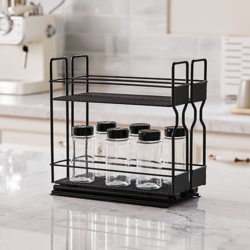 Livingandhome Slide-Out Metal Spice Rack for Cabinet