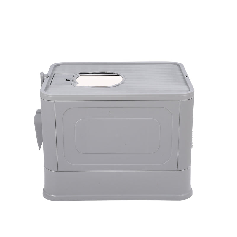 LivingandhomeEnclosed Folding Plastic Cat Litter Box with Scoop