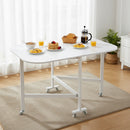 Livingandhome White Folding Dining Table with Wheels
