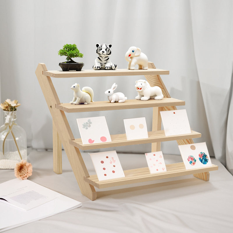 Livingandhome 4 Tier Solid Wood Display Rack