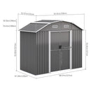 Breeins Large 7.5 x 4 ft Galvanized Steel Acrylic Storage Shed