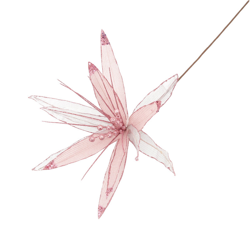 Christmas Sparkle Super Flower Decoration Glitter 45cm in Blush Pink
