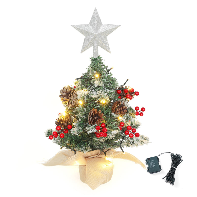 Lifeideas Mini Pre Lit Tabletop DIY Christmas Tree with Star Topper