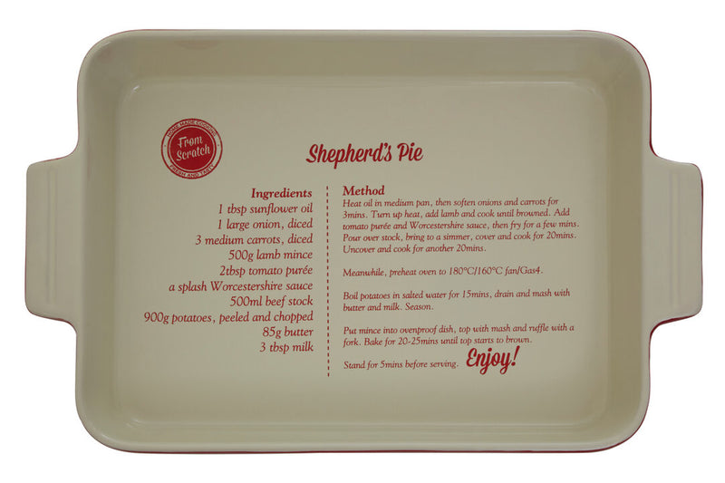 From Scratch Red Stoneware Rectangular Baking Dish