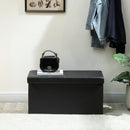 HOMCOM Storage Ottoman Bench, 89L PU Leather Folding Foot Rest, Black