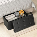 HOMCOM Storage Ottoman Bench, 89L PU Leather Folding Foot Rest, Black