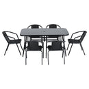Breeins Outdoor Tempered Glass Garden Table With 6 Rattan Chairs