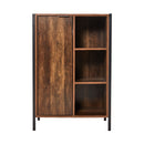 Livingandhome Single-door Storage Cabinet with Metal Frame