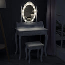Livingandhome 4 Drawers Dressing Table with Lighted Mirror & Stool Set