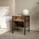 Livingandhome Retro Industrial-style Bedside Table Nightstand with Drawer & Open Front Storage Compartment