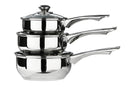 Crosse Set of 3 Stainless Steel Saucepans with Glass Lids