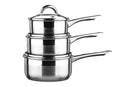 Crosse Set of 3 Stainless Steel Saucepan with Lids