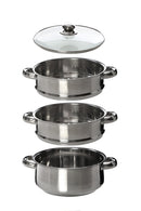 Crosse 3 Tier Stainless Steel Steamer with Glass Lid
