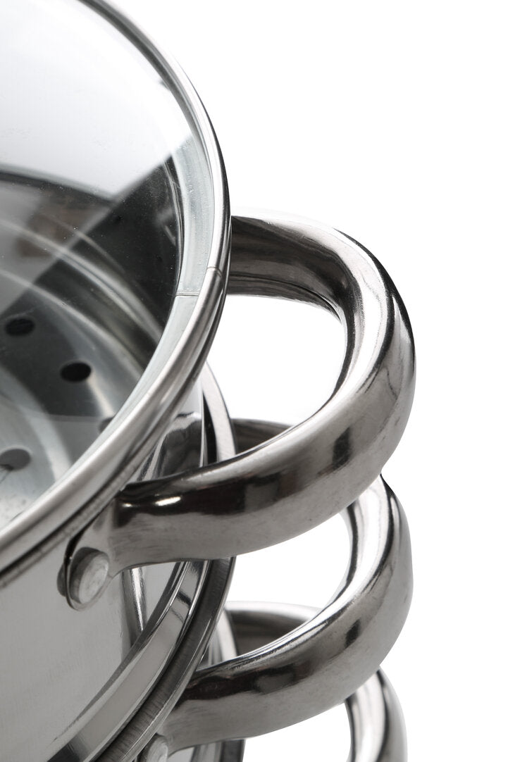 Crosse 3 Tier Stainless Steel Steamer with Glass Lid