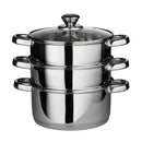 Crosse 3 Tier Stainless Steel Steamer with Glass Lid
