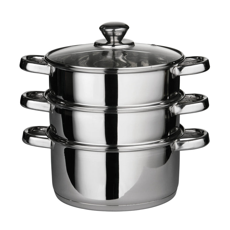 Crosse 3 Tier Stainless Steel Steamer with Glass Lid