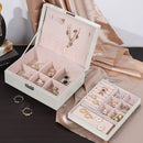 Sheonly White 2-Tier PU Leather Jewellery Box with Lock