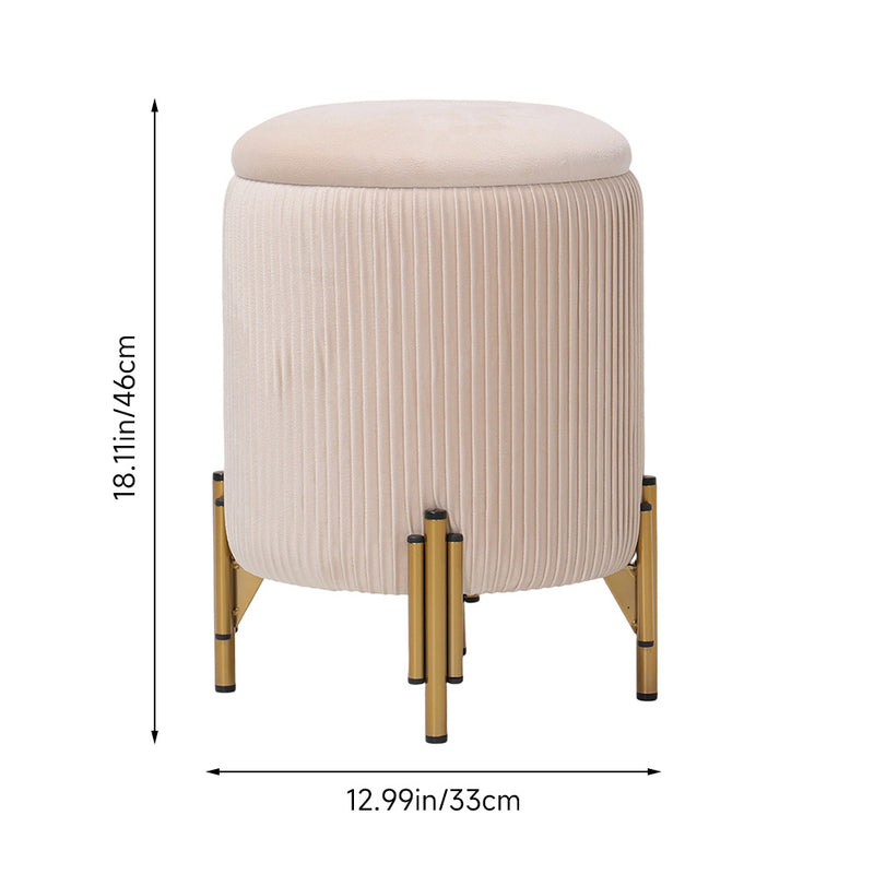 Livingandhome Modern Pleated Storage Ottoman with Metal Base