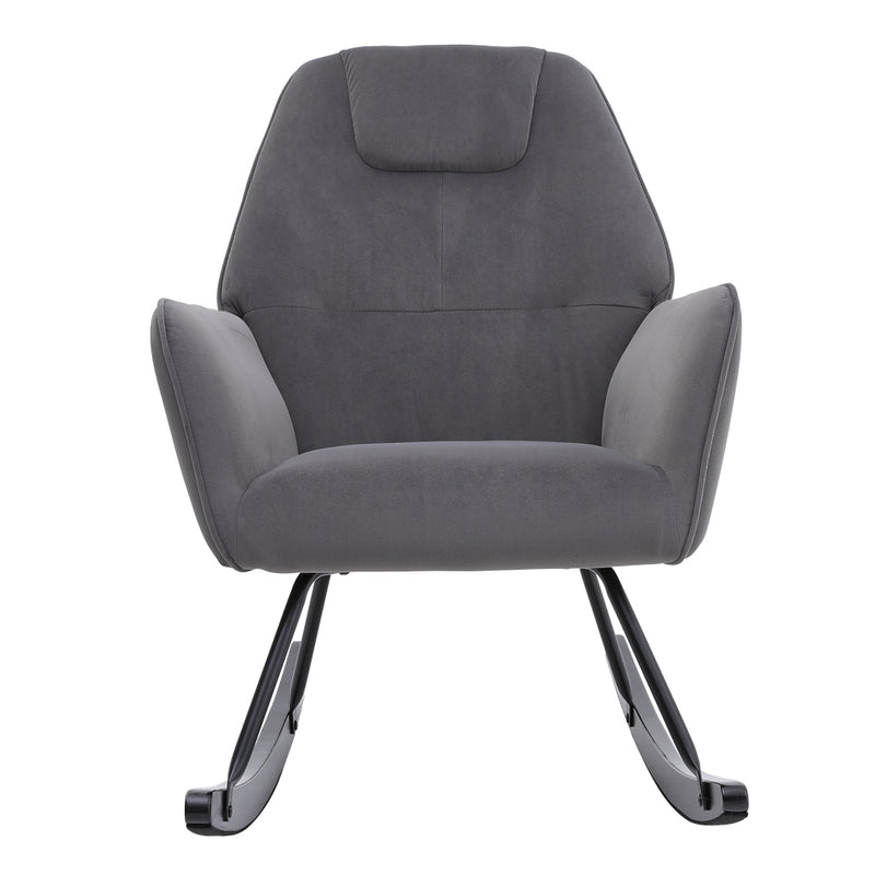 Livingandhome Modern Velvet Rocking Chair