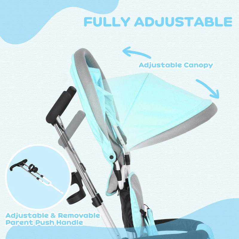 HOMCOM 6 In 1 Kids Trike, Stroller With Parent Handle