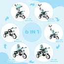 HOMCOM 6 In 1 Kids Trike, Stroller With Parent Handle