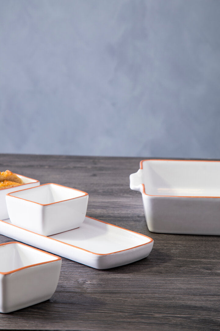 Calisto Terracotta White Glazed Oven to Table Dish