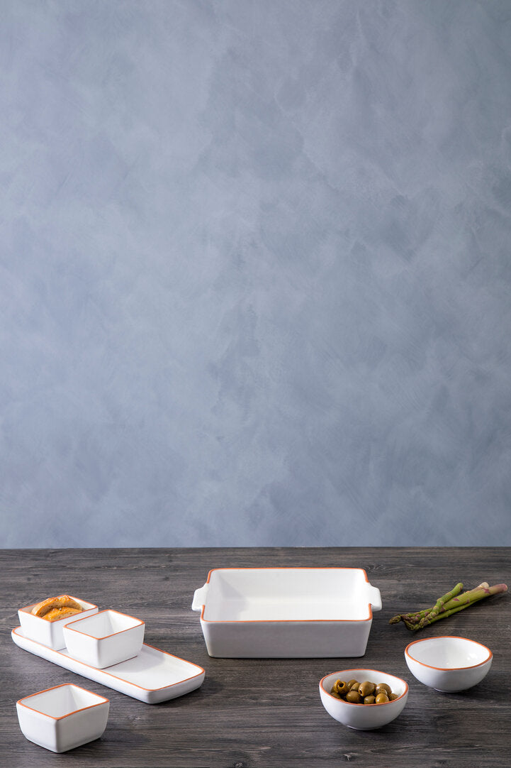 Calisto Terracotta White Glazed Oven to Table Dish