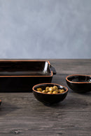 Calisto Terracotta Black Glazed Oven to Table Dish