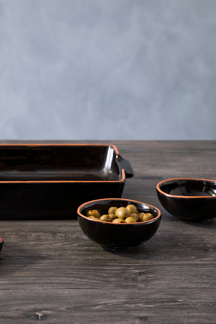 Calisto Terracotta Black Glazed Oven to Table Dish