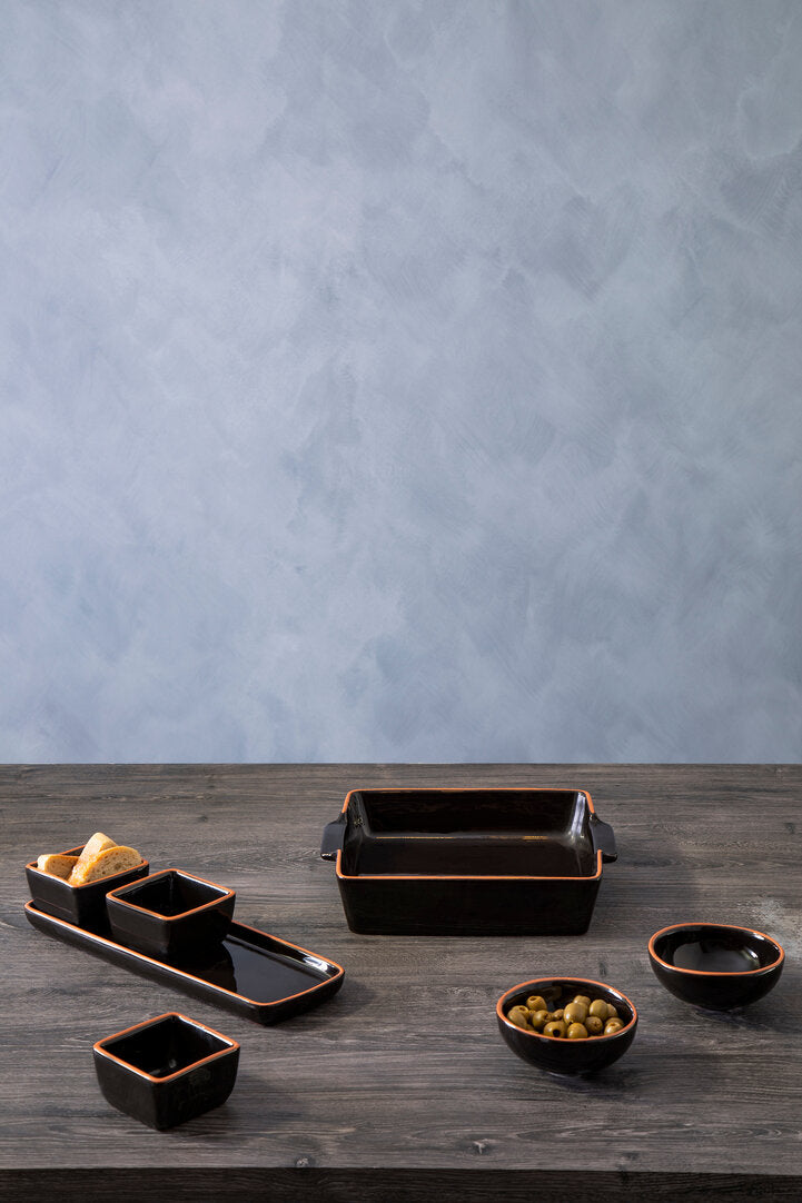 Calisto Terracotta Black Glazed Oven to Table Dish