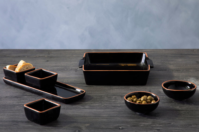 Calisto Terracotta Black Glazed Oven to Table Dish