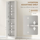 kleankin Tall Bathroom Cabinet with Mirror, High Gloss White