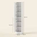 kleankin Tall Bathroom Cabinet with Mirror, High Gloss White