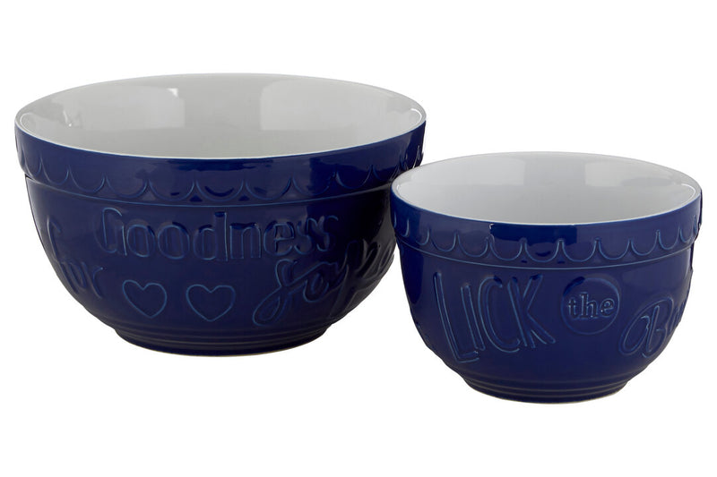 Gigi Set Of Two Blue And White Mixing Bowls