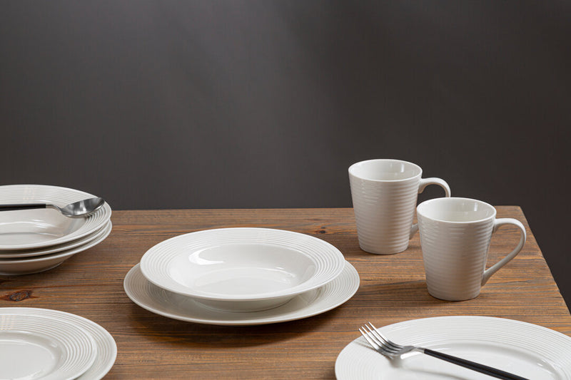 Avie 16 Pc Ribbed Dinner Set