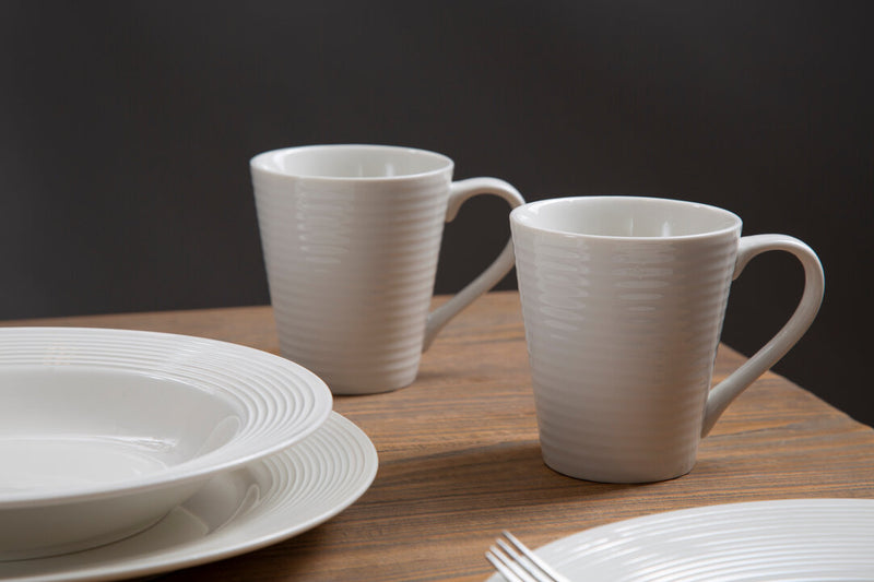Avie 16 Pc Ribbed Dinner Set
