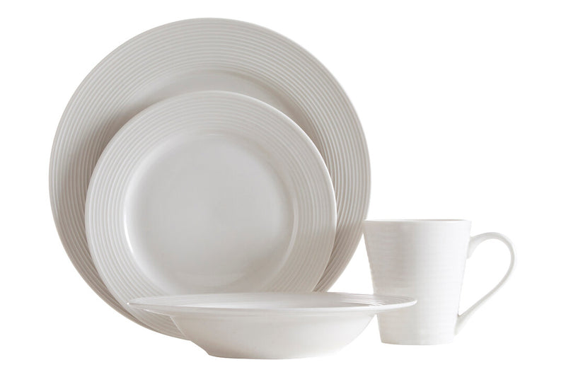 Avie 16 Pc Ribbed Dinner Set