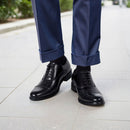 Low-Top Lace-Up Leather Dress Shoes With Pointed Toe - Black