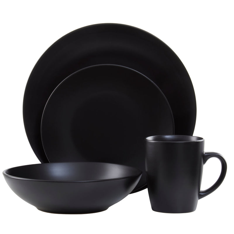 Elmira 16 Piece Black Stoneware Dinner Set