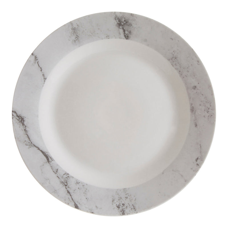 Avie 16 Piece White And Grey Marble Effect Dinner Set