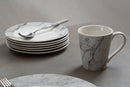 Avie 16 Piece White And Grey Marble Effect Dinner Set